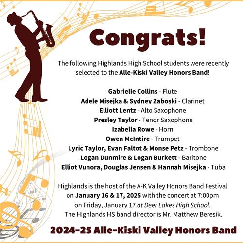Honors Band List